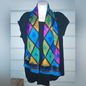 Vintage Multicolor Silk Scarf